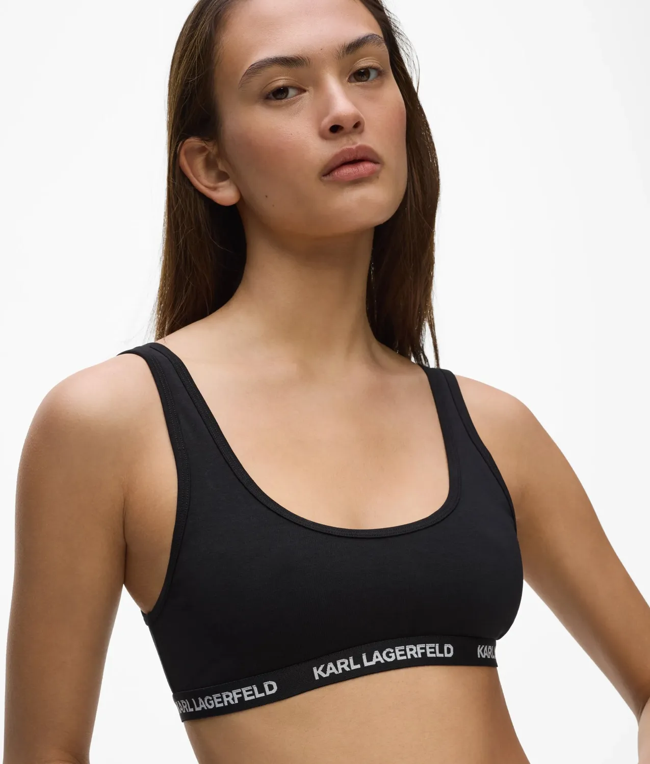 Karl Lagerfeld Logo Bralette Bio-Baumwolle Schwarz