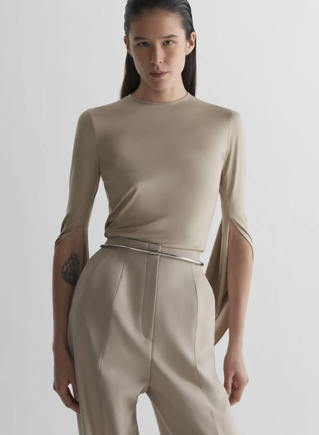 Mugler Cascade Loop Jersey Top Weiß