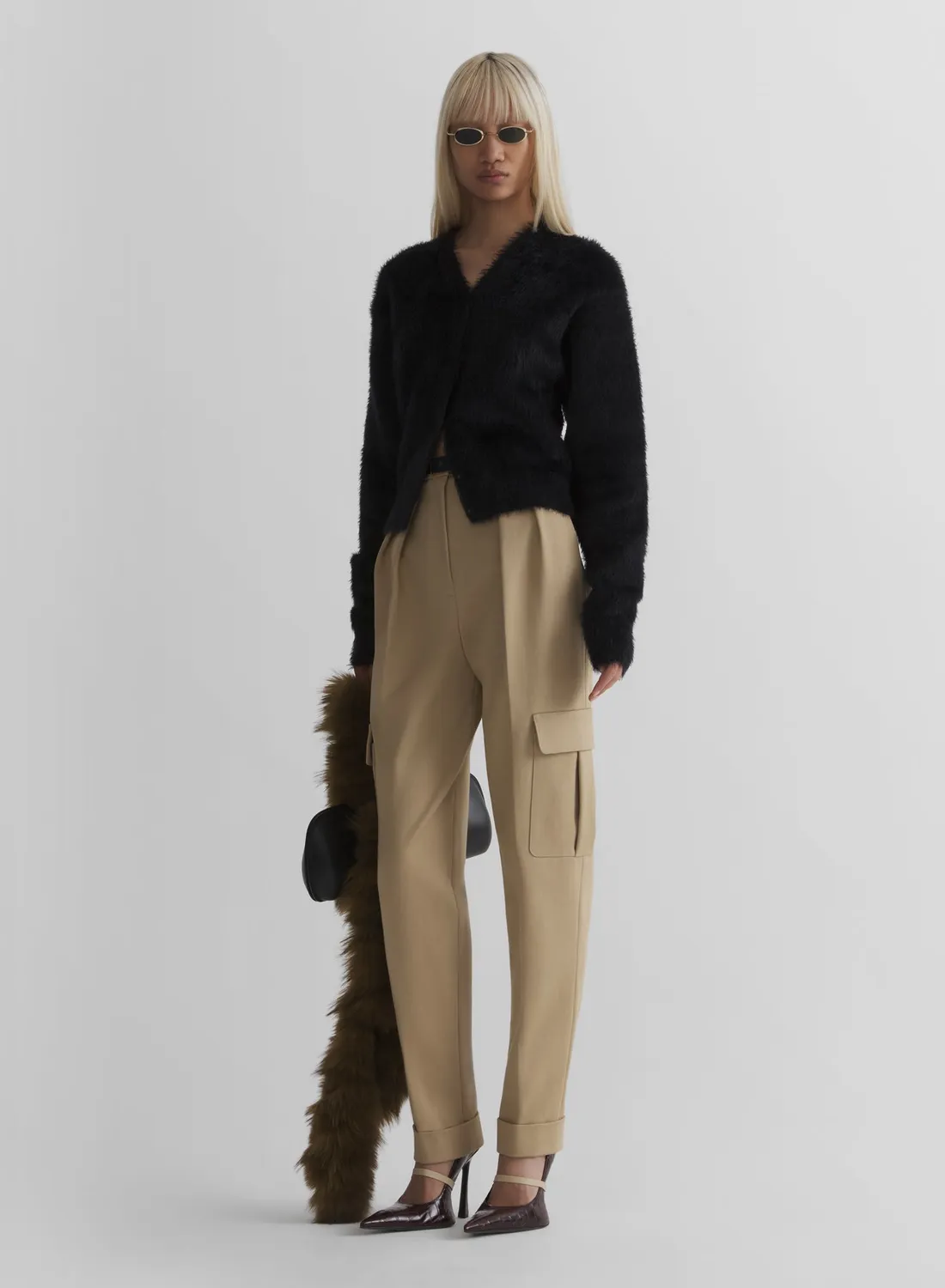 Mugler Brushed Knit Cardigan Strickjacke Gebürstet