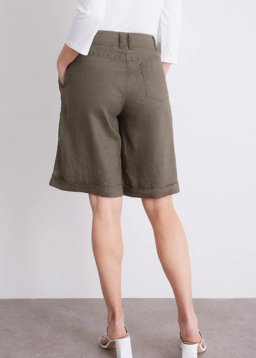 Senatex Bermudashorts Leinen Shorts Mocca atmungsaktiv