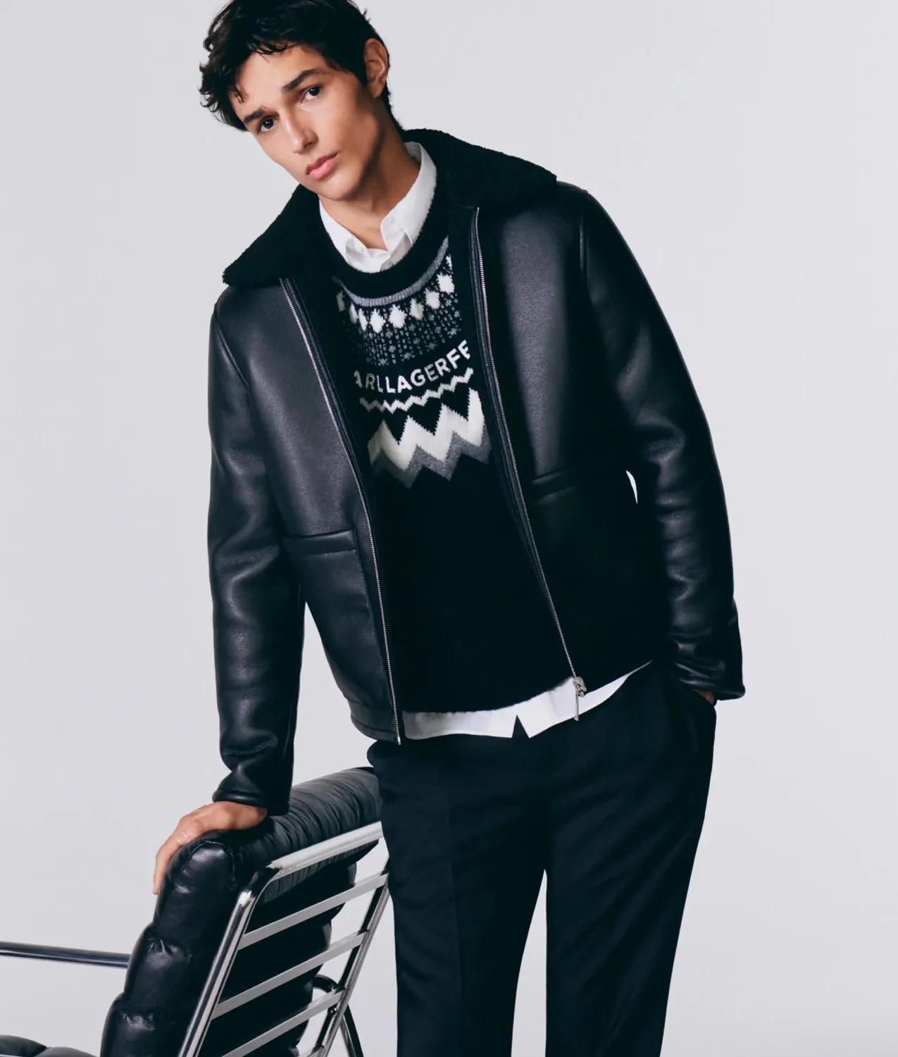 Karl Lagerfeld Faux-Shearling Reversible Jacke Wende XS-XL
