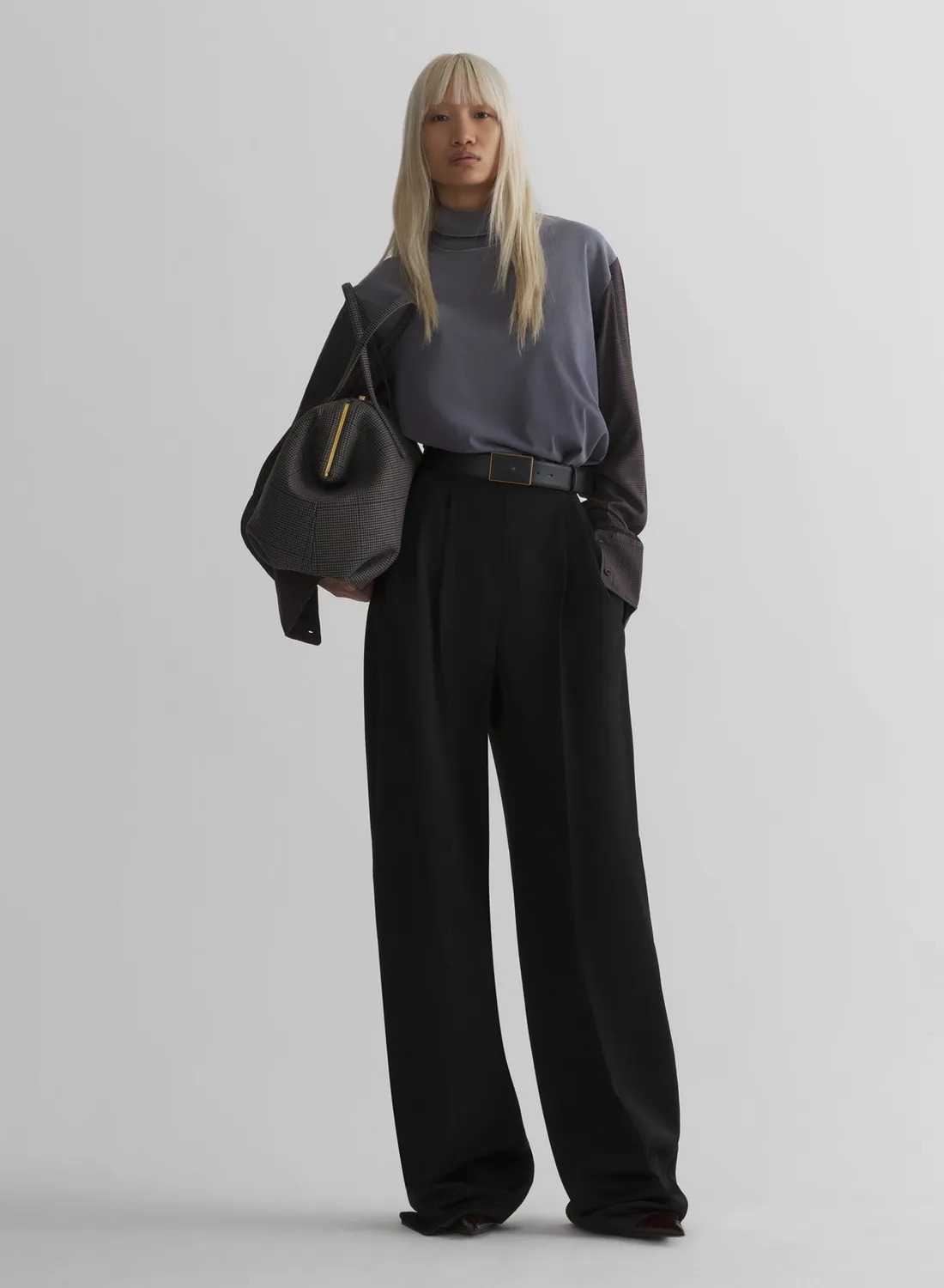 Mugler Taupe Shirt Sleeves T-Shirt Langarm Rollkragen