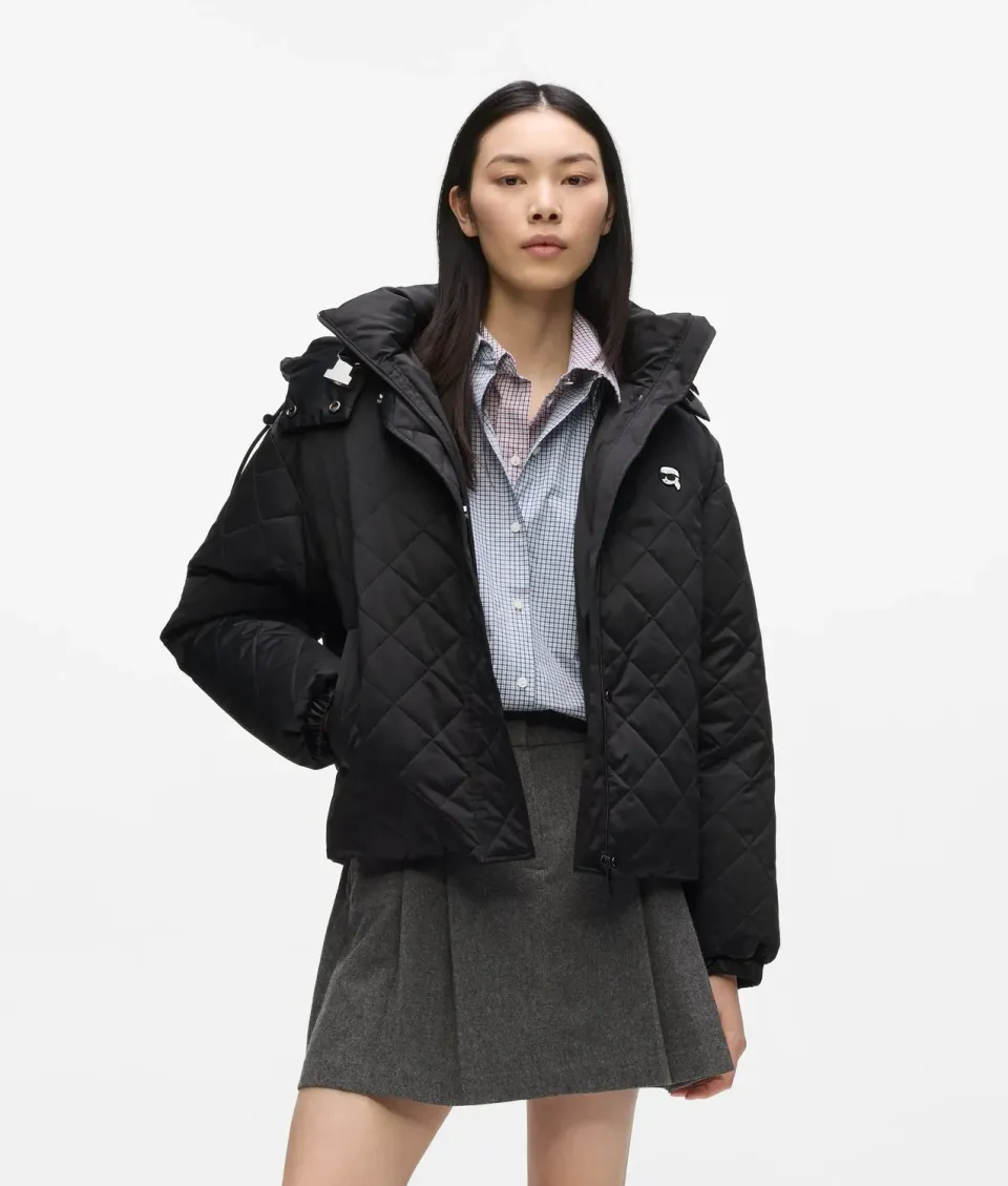 Karl Lagerfeld Ikon Stepp Pufferjacke Kapuze XS-XL wattiert
