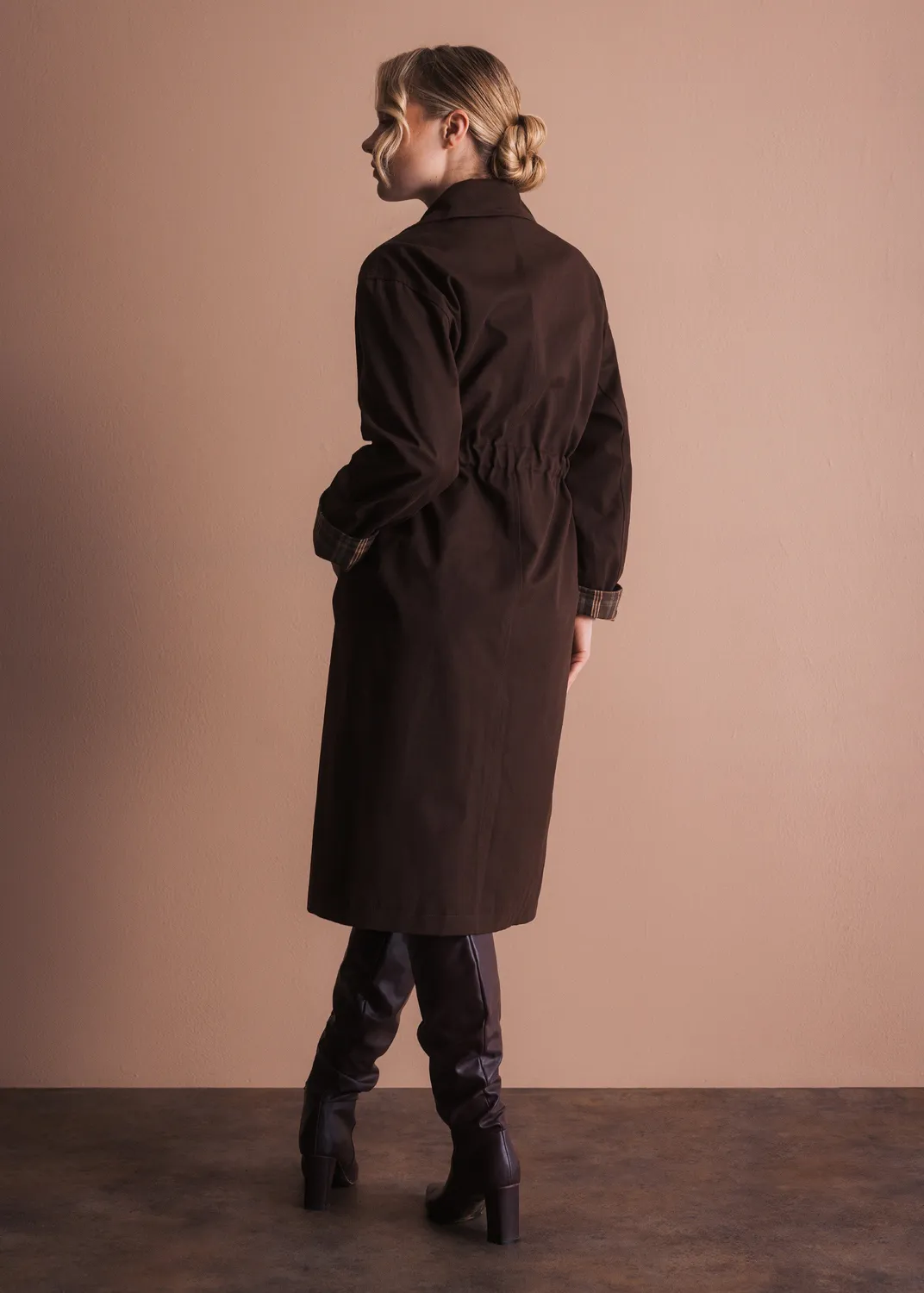 Senatex Trenchcoat mit Kordelzug Dunkelbraun Jacke Choco Bio