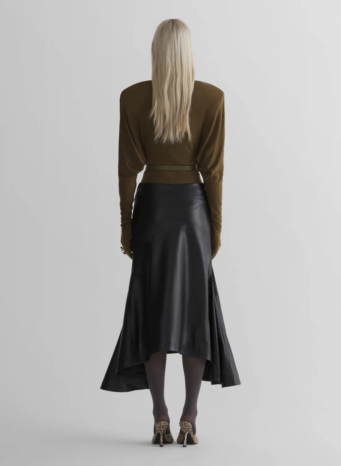 Mugler Batsleeves Polo Bodysuit khaki