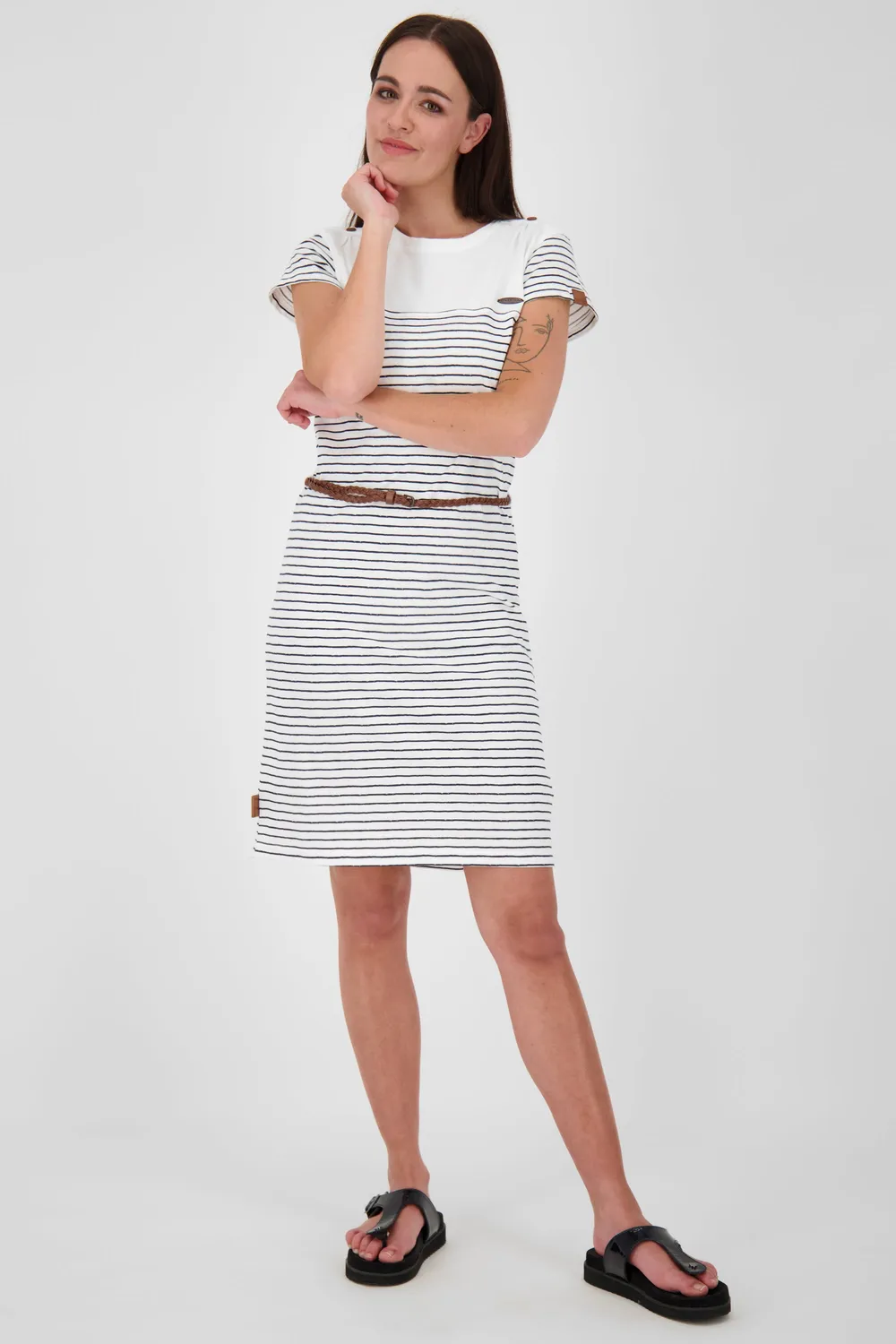 Alife & Kickin LeonieAK Kleid Weiß Geringelt Jersey