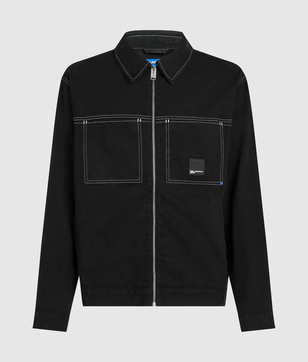 Karl Lagerfeld Jeans Kontrastnaht Jeansjacke Reißverschluss
