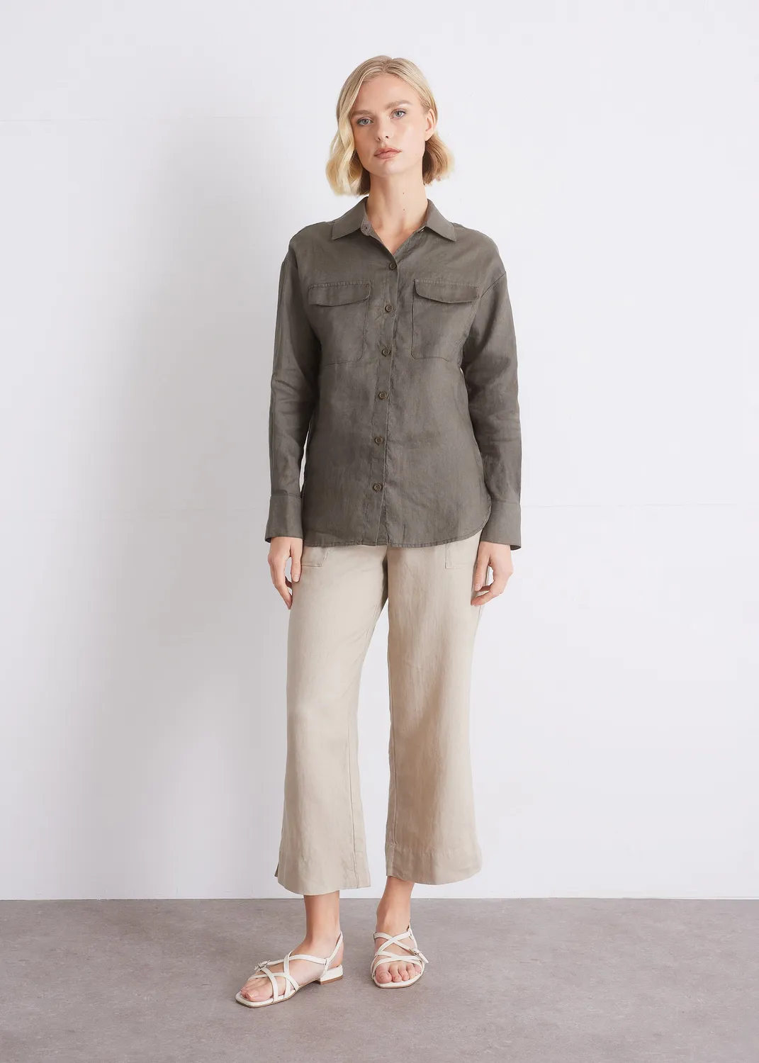 Senatex Leinenbluse Bluse Off-White aus Leinen locker