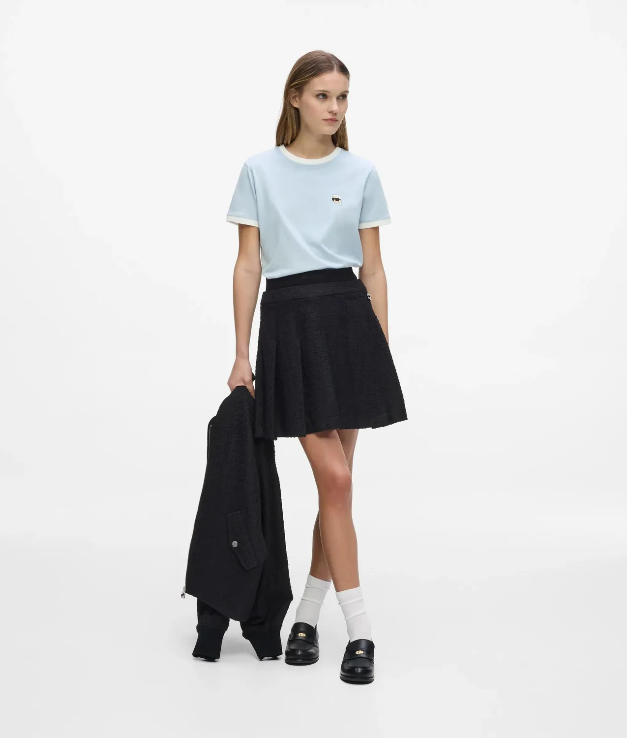 Karl Lagerfeld Ikon T-Shirt Paspel Bio-Baumwolle Damen