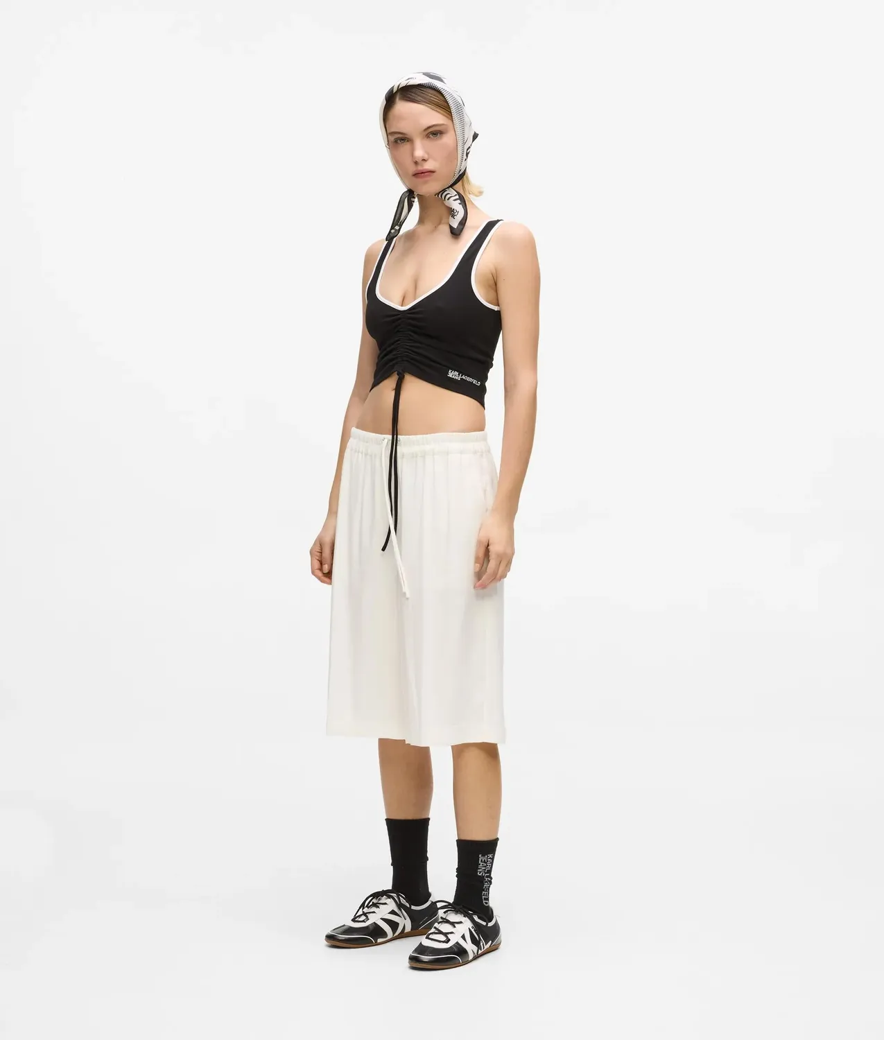 Karl Lagerfeld Jeans V-Neck Rüschen Top Damen S cropped