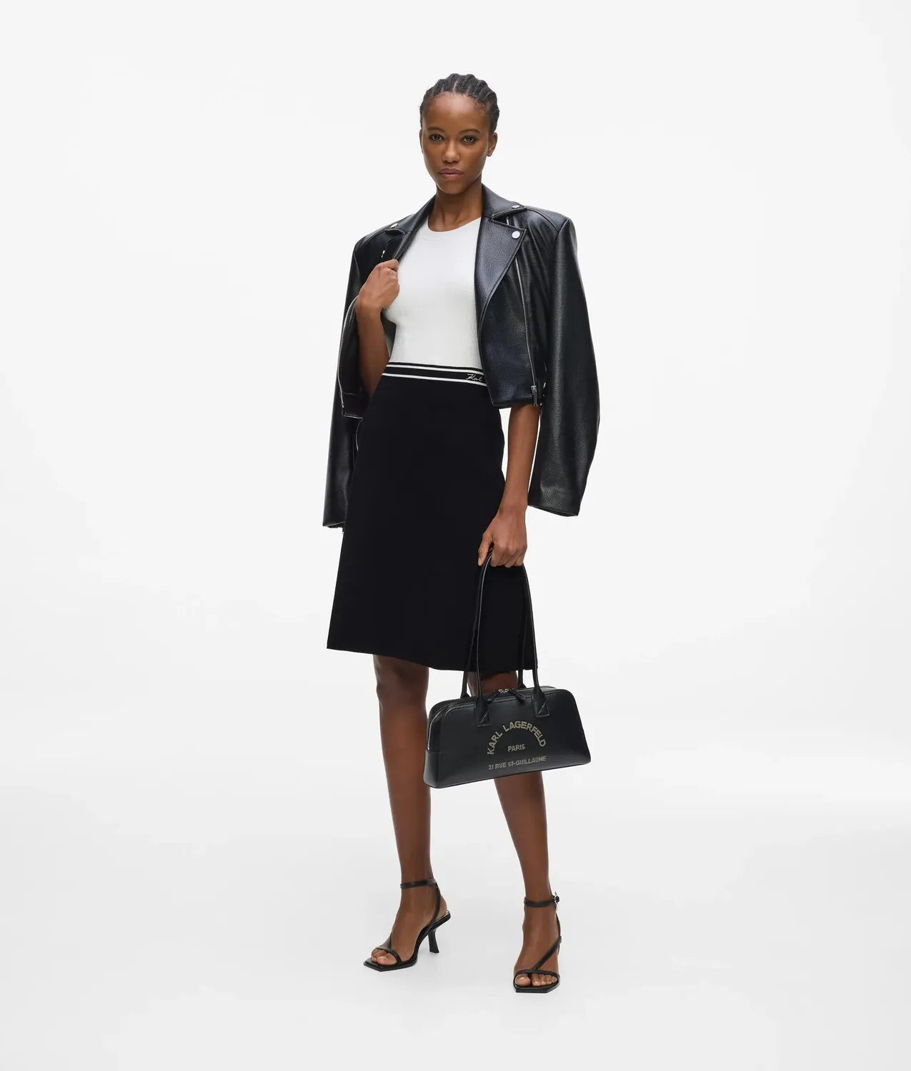Karl Lagerfeld Logo Two-Tone Strickkleid Damen Figurbetont
