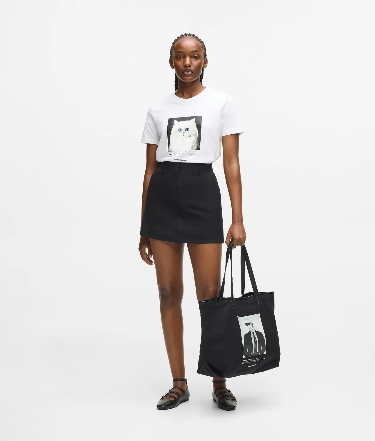 Karl Lagerfeld Portrait T-Shirt Choupette Print XS-XXL
