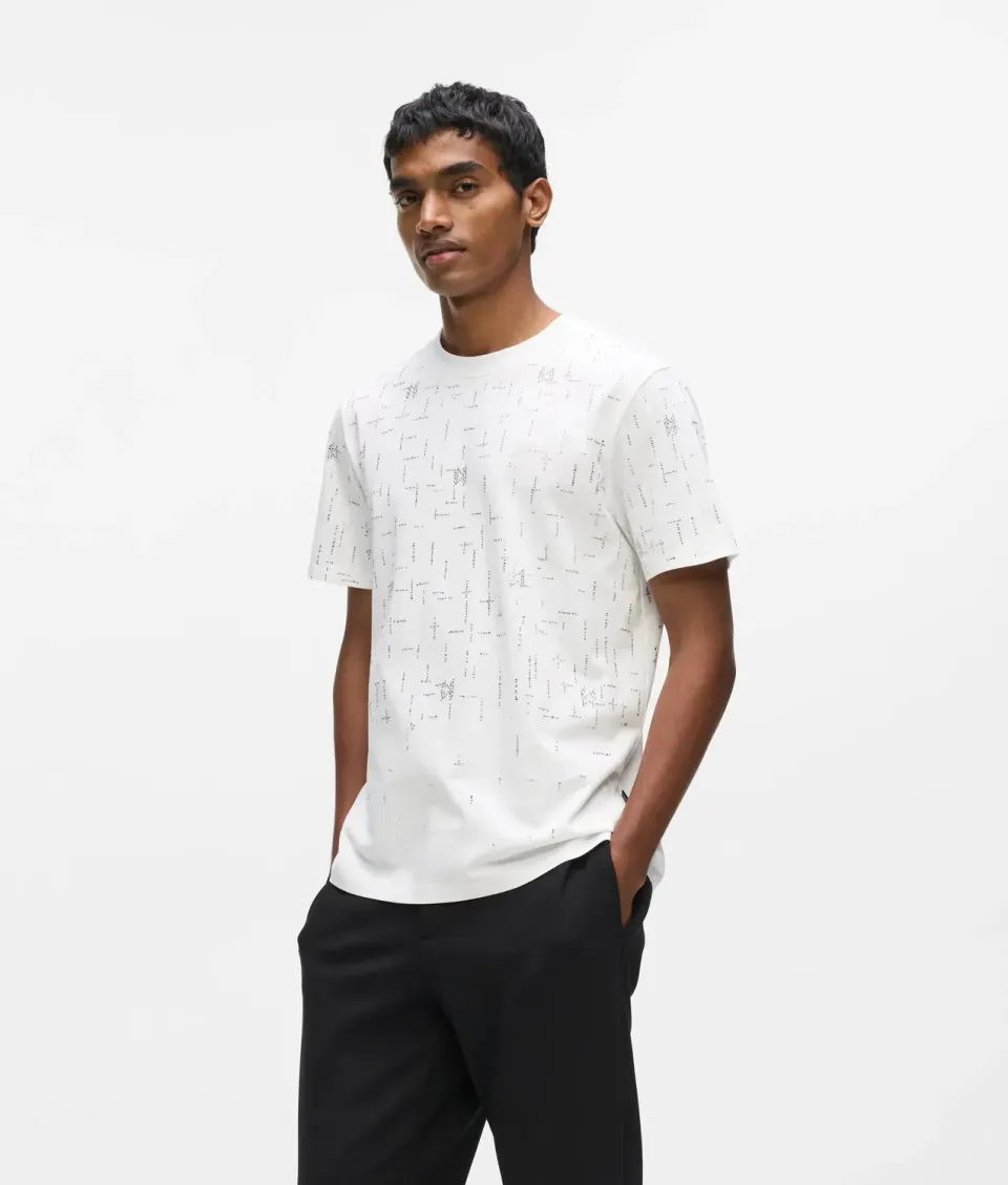 Karl Lagerfeld Monogram T-Shirt Strass Baumwolle