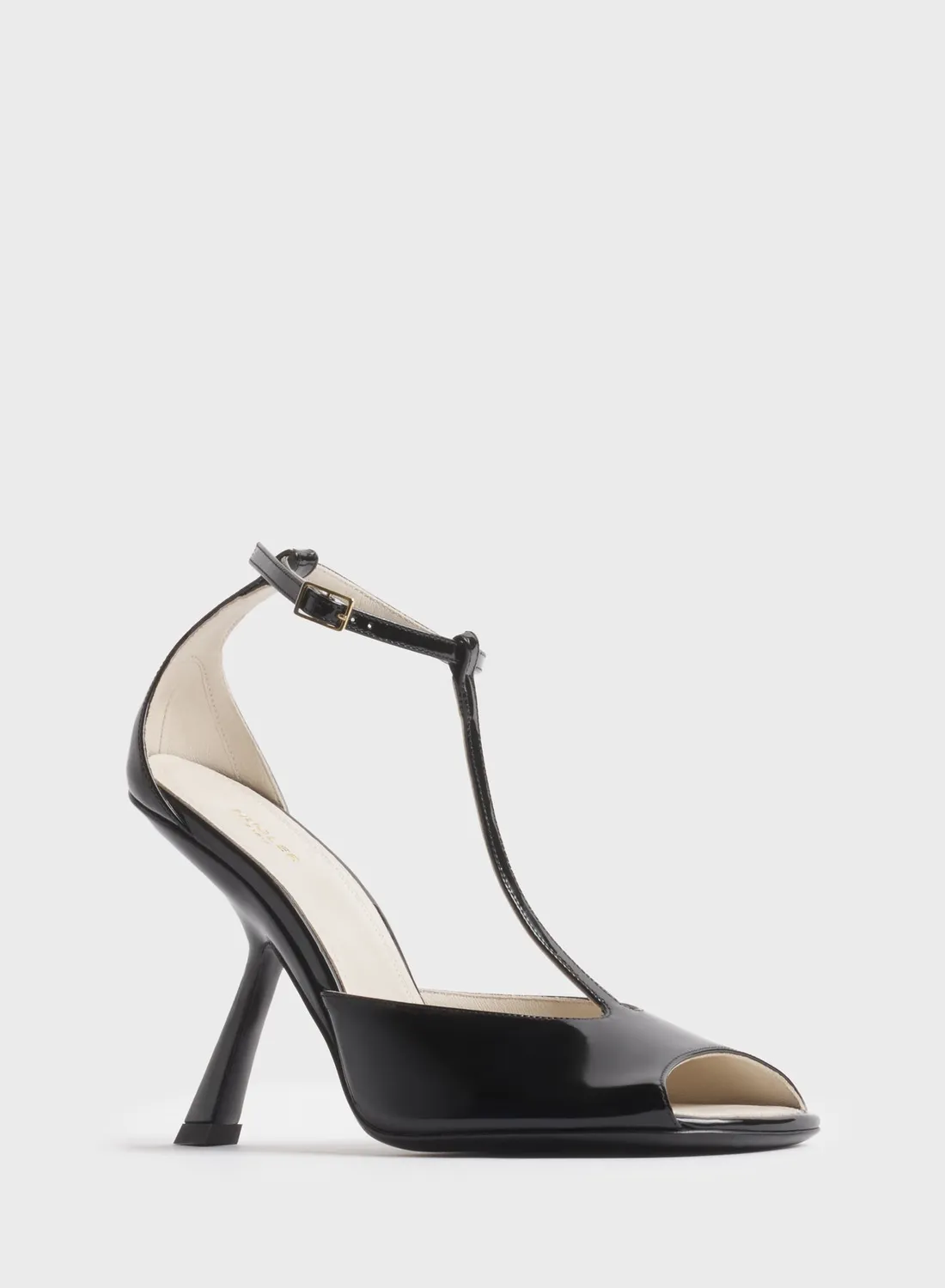 Mugler T-Strap Pumps 105 Schwarz Lackleder