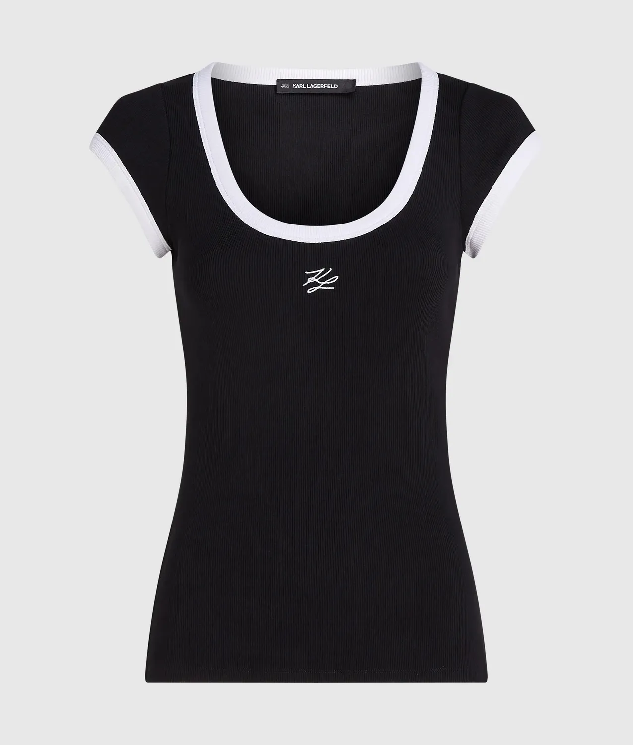 Karl Lagerfeld Scoop Neck T-Shirt XS-XL schwarz-weiß