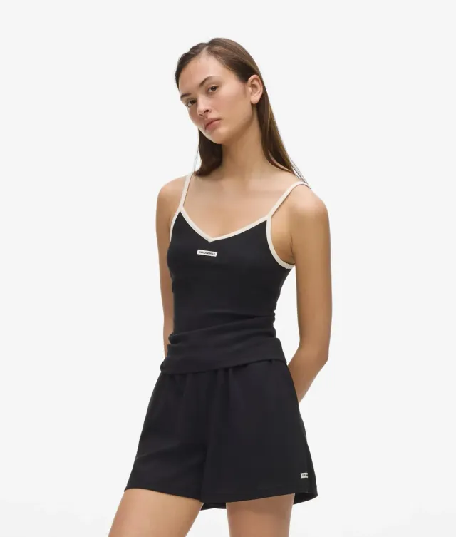 Karl Lagerfeld Monochrome Tank Top Damen V-Ausschnitt schwarz