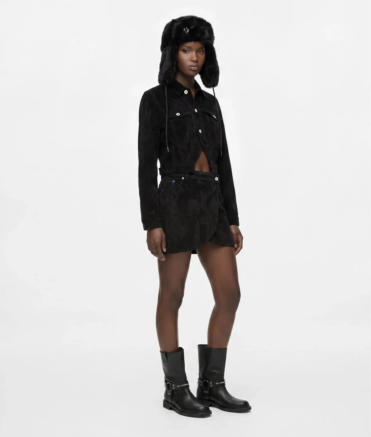 Karl Lagerfeld KL Jeans Velvet Jeansjacke cropped Samt