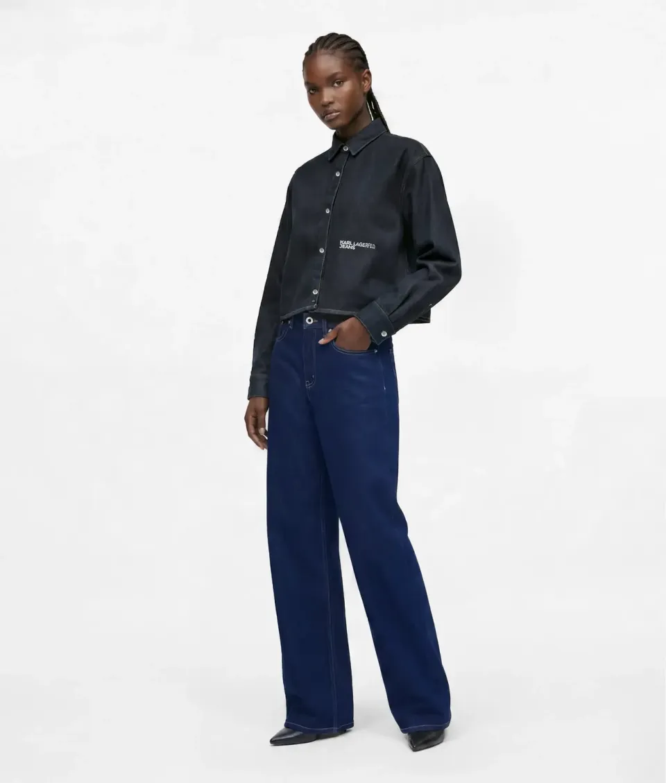 Karl Lagerfeld KL Jeans Glitter High-Rise Relaxed Jeans