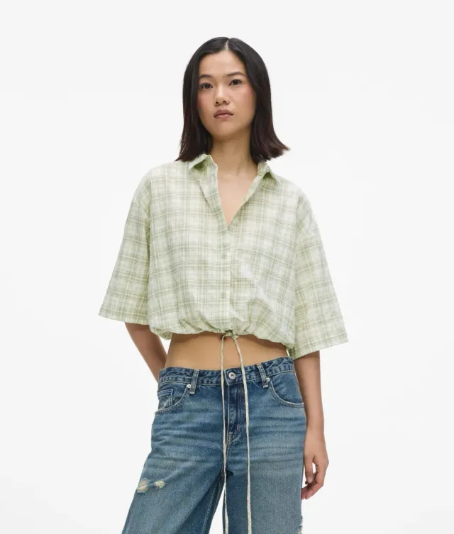 Karl Lagerfeld KL Jeans Boxy Bluse Karo Damen