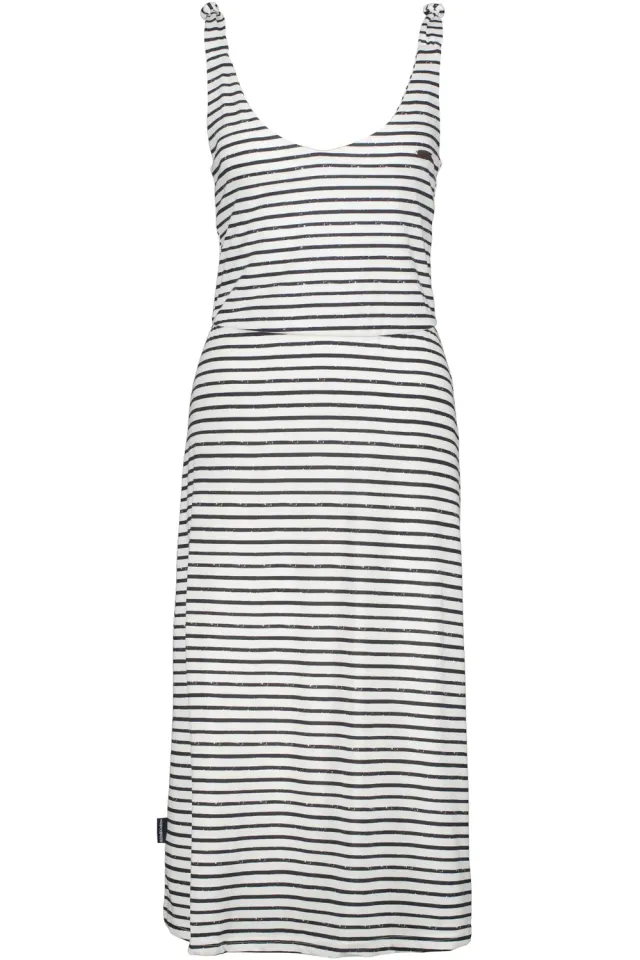 Alife & Kickin MelinaAK Kleid Weiß gestreift V-Ausschnitt