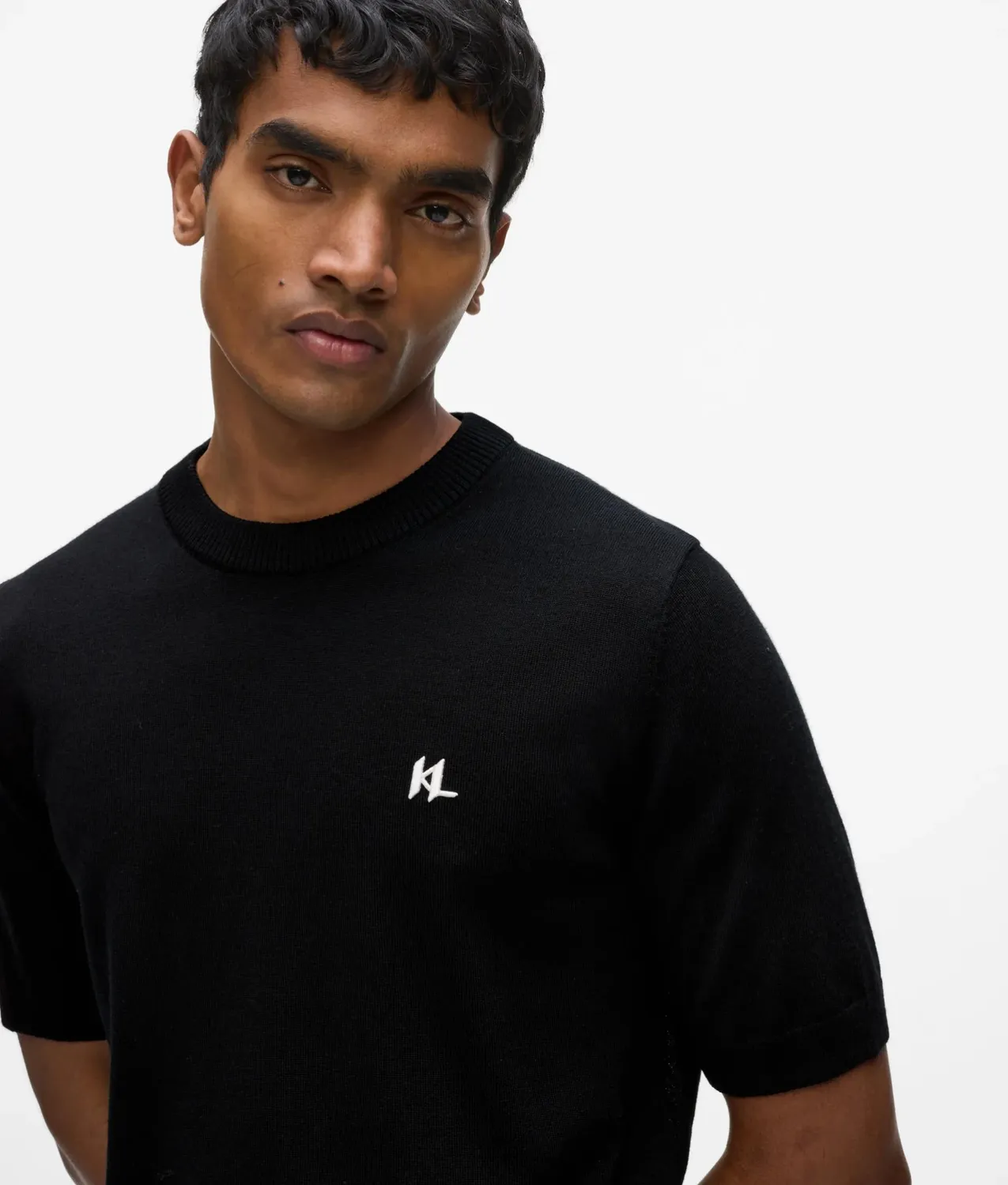 Karl Lagerfeld Monogram Merino T-Shirt Wolle