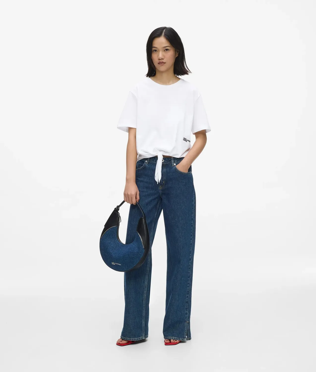 Karl Lagerfeld KL Jeans Tie Detail T-Shirt Bio