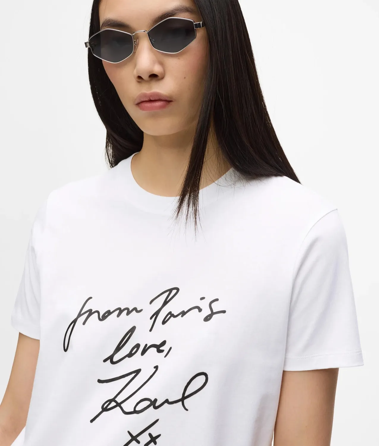 Karl Lagerfeld With Love T-Shirt Bio-Baumwolle Crew-Neck