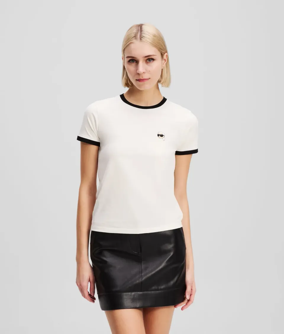 Karl Lagerfeld Ikon Contrast Piping T-Shirt Damen