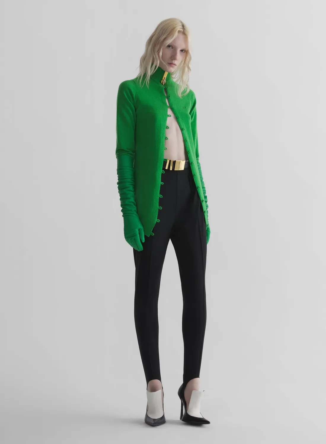 Mugler Cashmere Cardigan Grün Offen Kaschmir