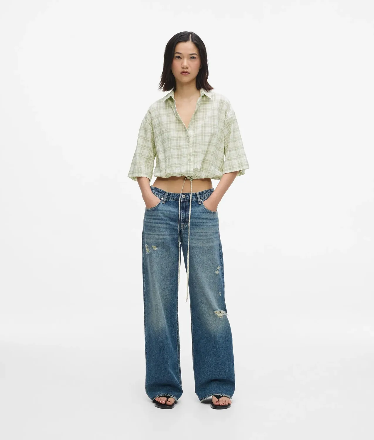 Karl Lagerfeld KL Jeans Boxy Bluse Karo Damen