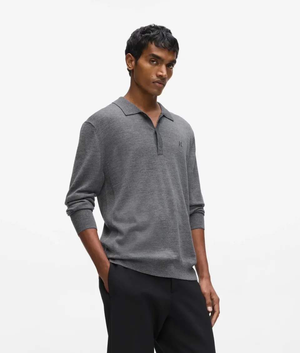 Karl Lagerfeld Merino Poloshirt langarm Wolle