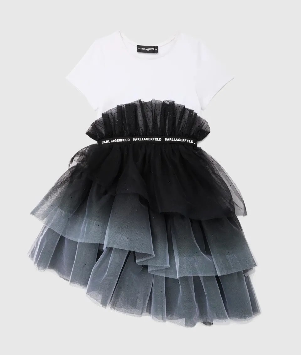 Karl Lagerfeld Girls Tüllkleid Strass T-Shirt Größe 8Y