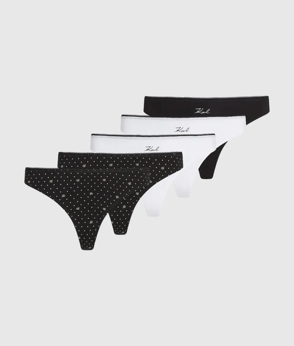 Karl Lagerfeld Polka Dots String Tangas 5er-Pack Baumwolle