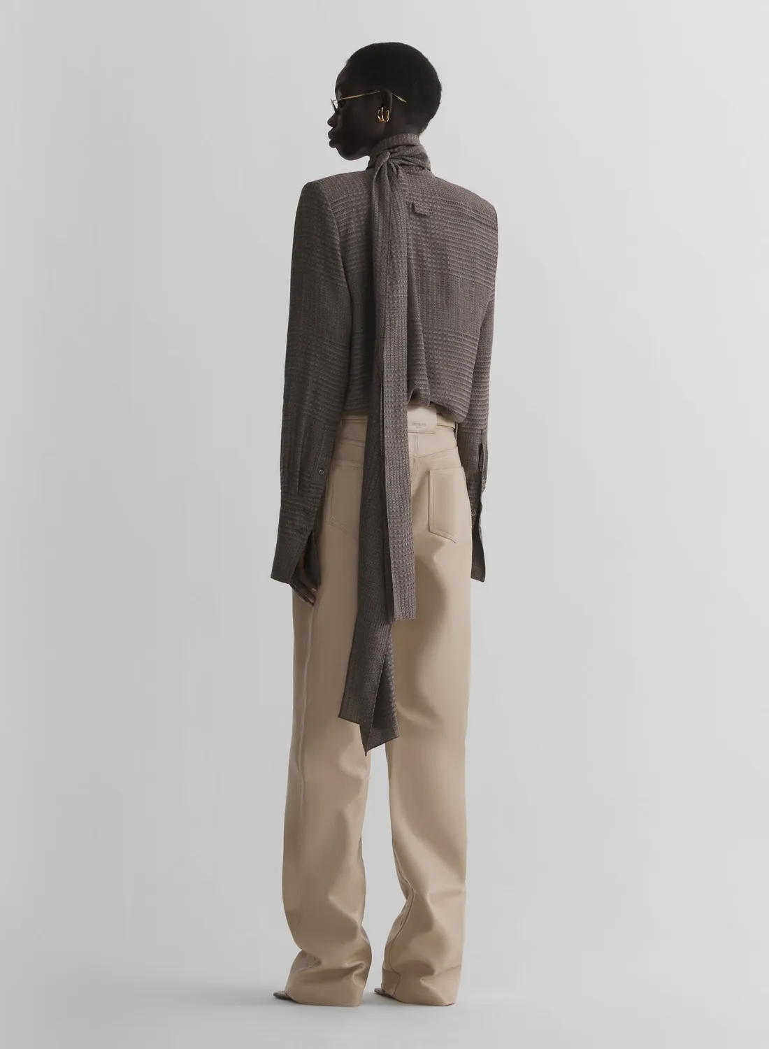Mugler Lavalliere Bluse Schleifenkragen gepolstert