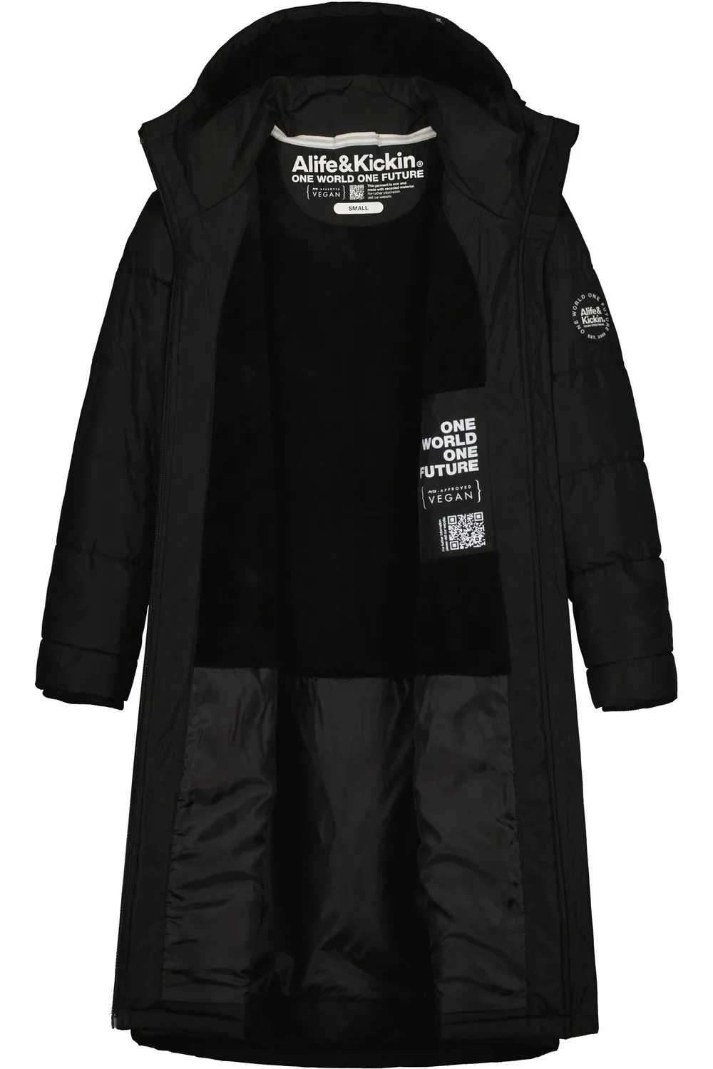 Alife & Kickin VedaAK A Parka Schwarz Stepp lang