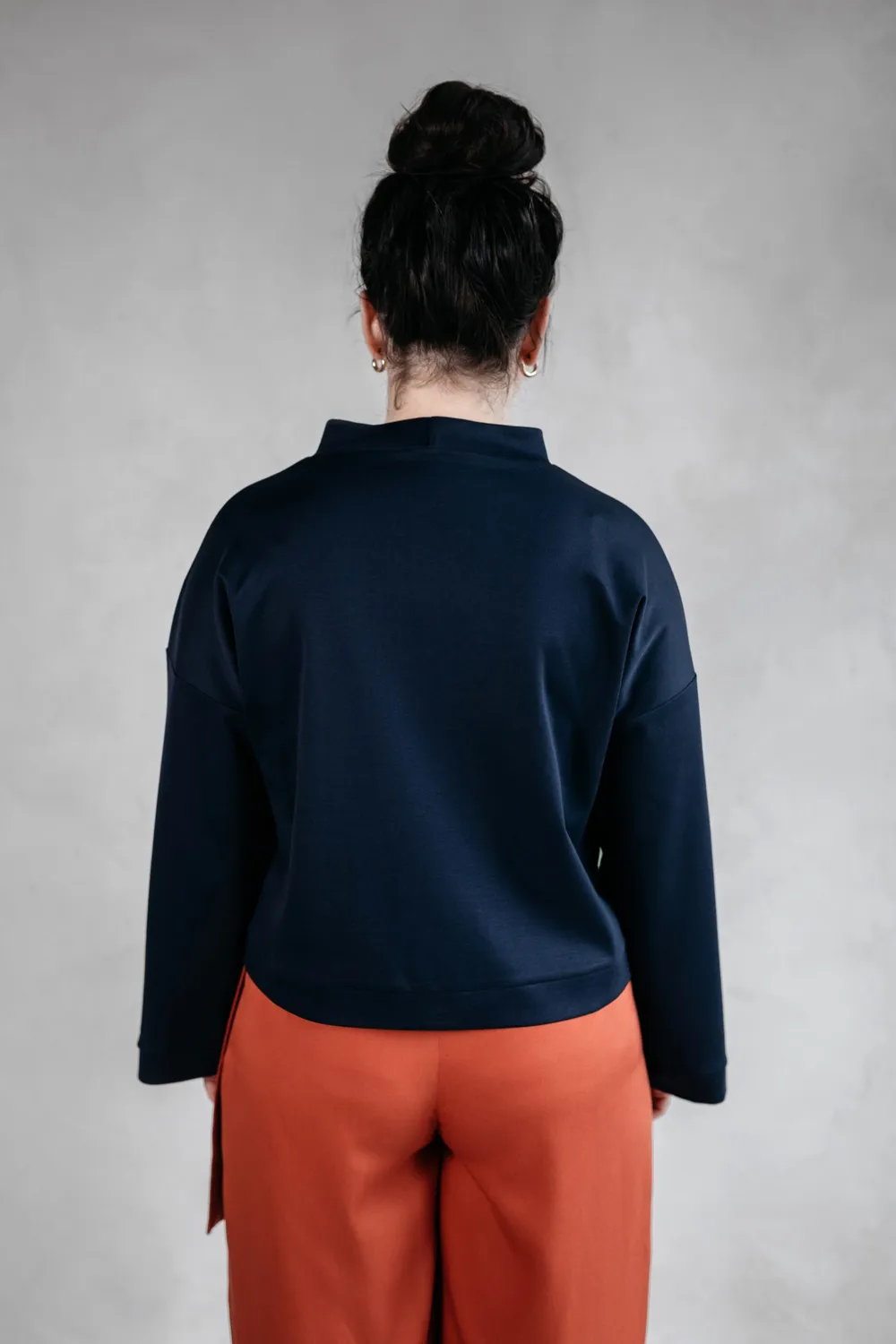 isarti Ogni Pullover Notte Blu Baumwolle Stehkragen