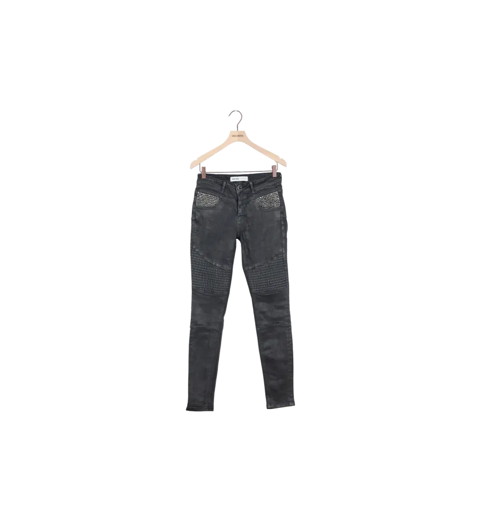 Mos Mosh MMOzzy Biker Jeans Schwarz 28
