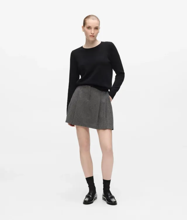 Karl Lagerfeld Mini Skort Falten Wolle schwarz