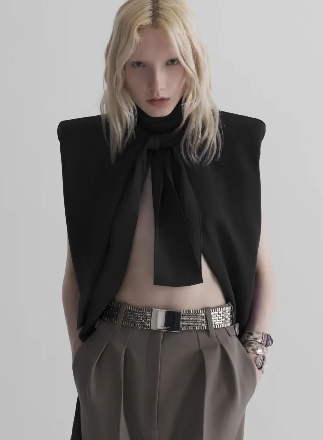 Mugler Black Draped Top Schal-Top Schwarz