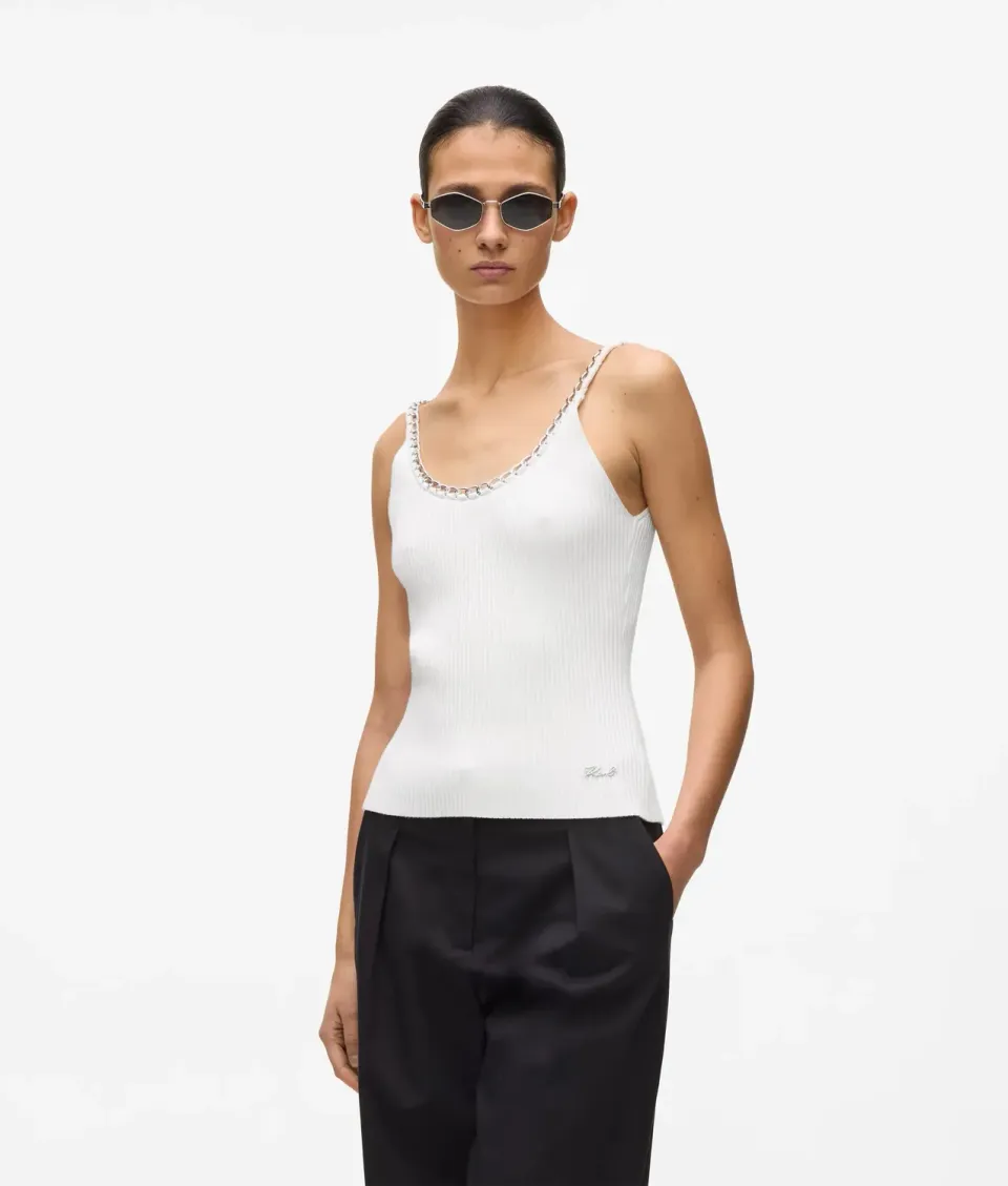 Karl Lagerfeld Chain Stricktop ärmellos Kette schwarz