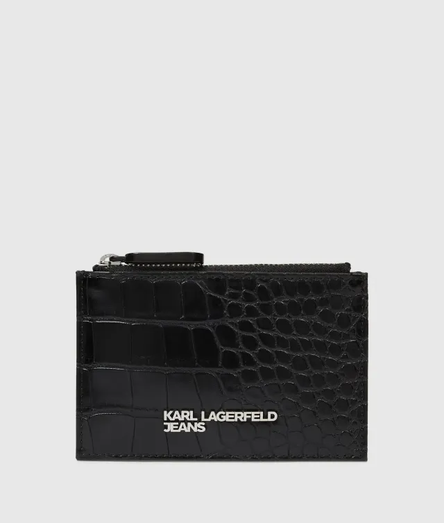 Karl Lagerfeld KL Jeans Metal Logo Kartenetui Kroko-Optik