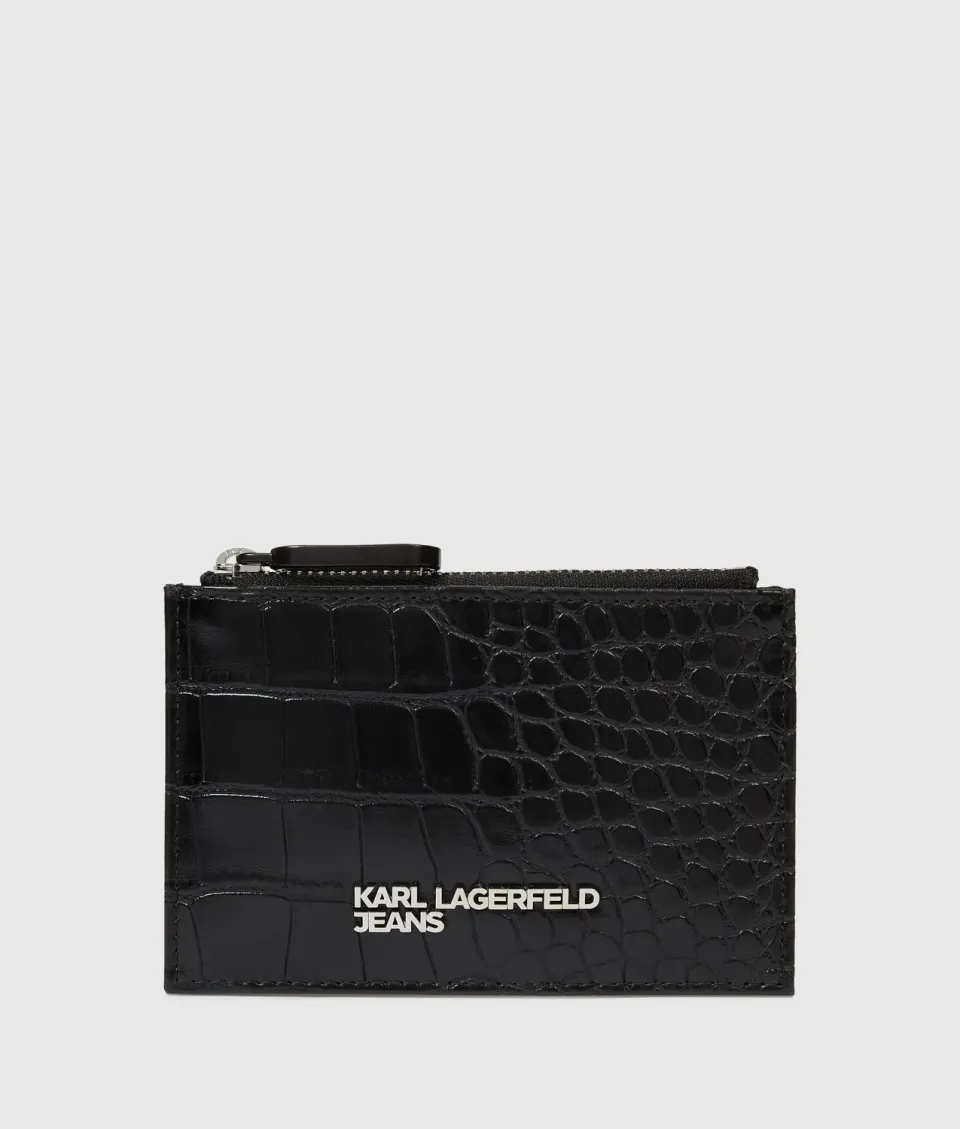 Karl Lagerfeld KL Jeans Metal Logo Kartenetui Kroko-Optik
