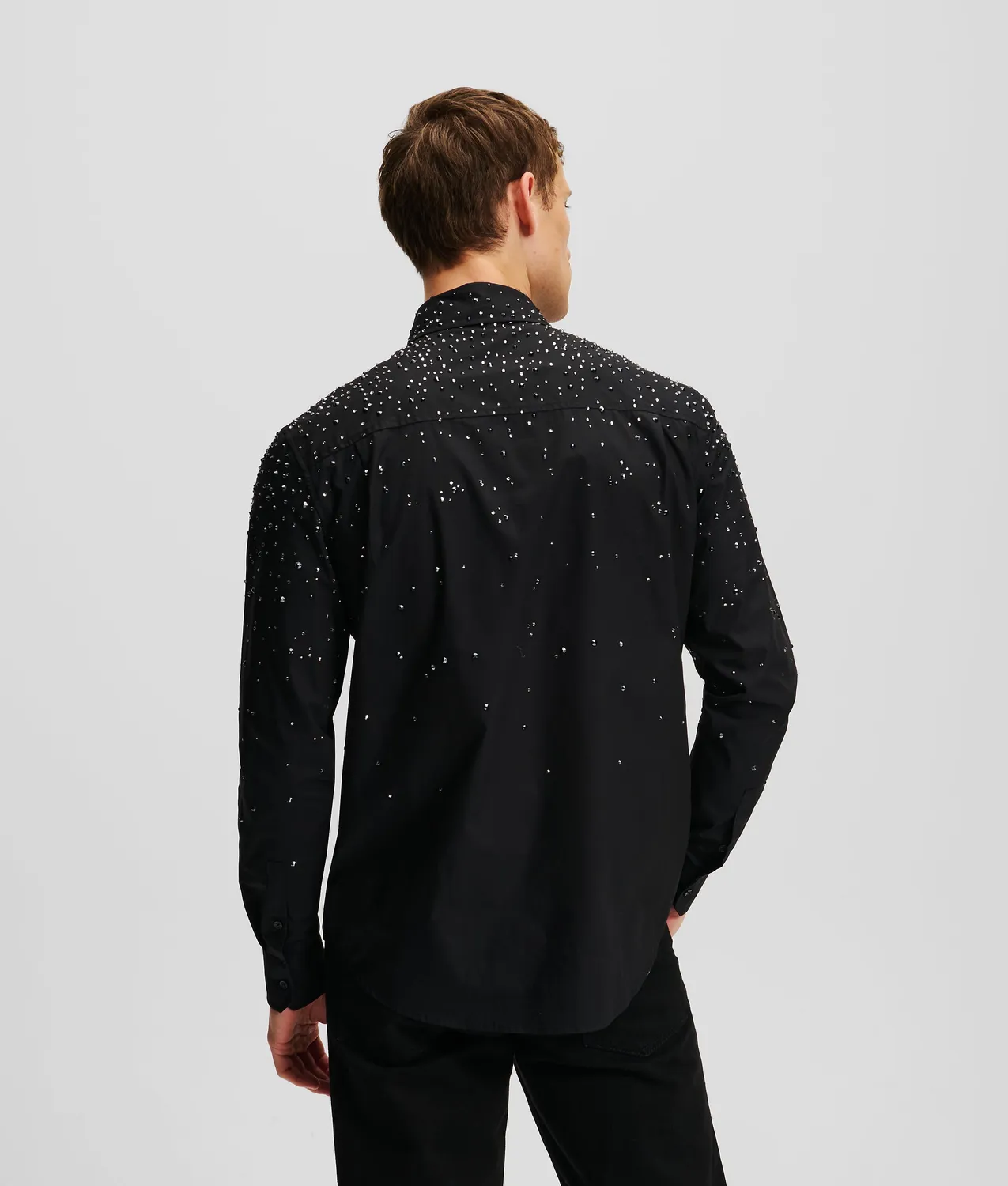 Karl Lagerfeld Rhinestone Dégradé Hemd schwarz mit Strass