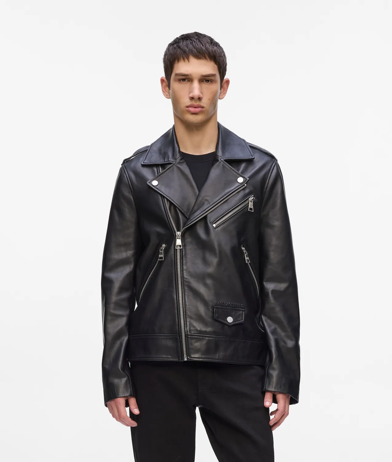Karl Lagerfeld Essential Lederjacke asymmetrisch