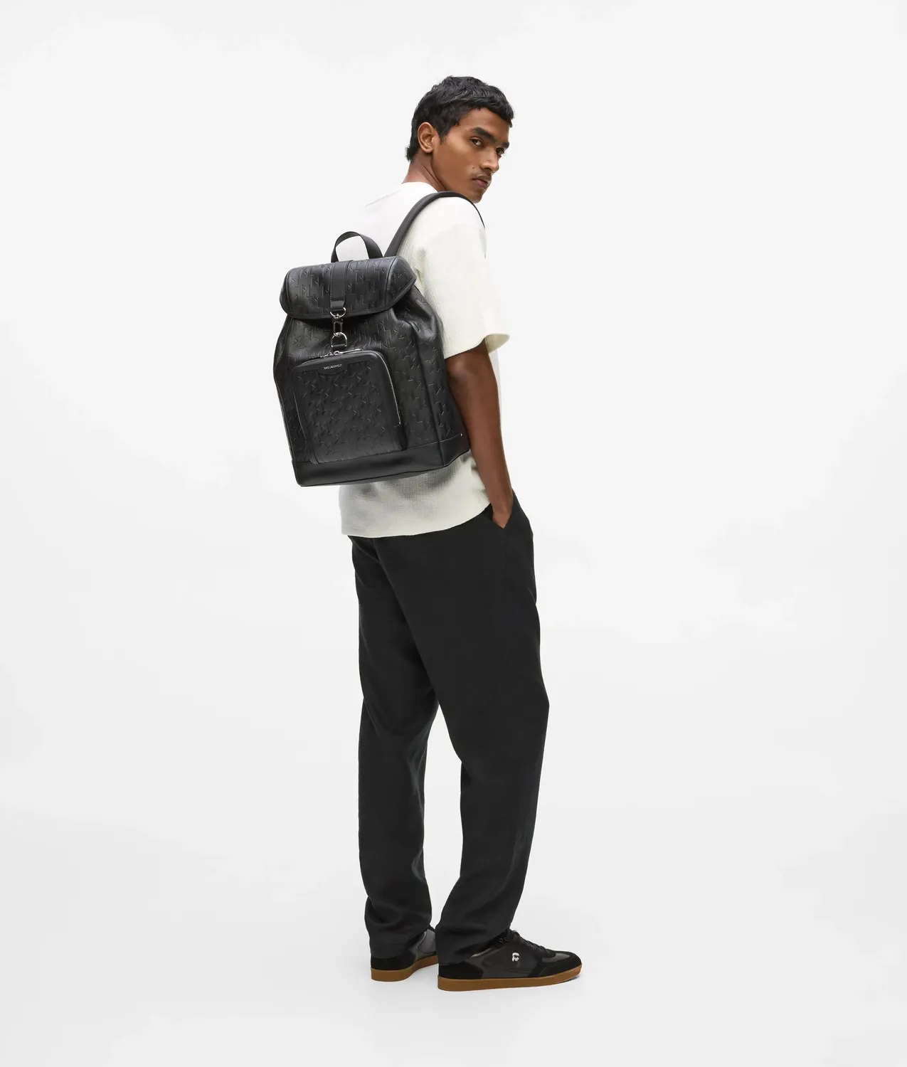 Karl Lagerfeld K/Loom Leder Rucksack Monogramm Laptop