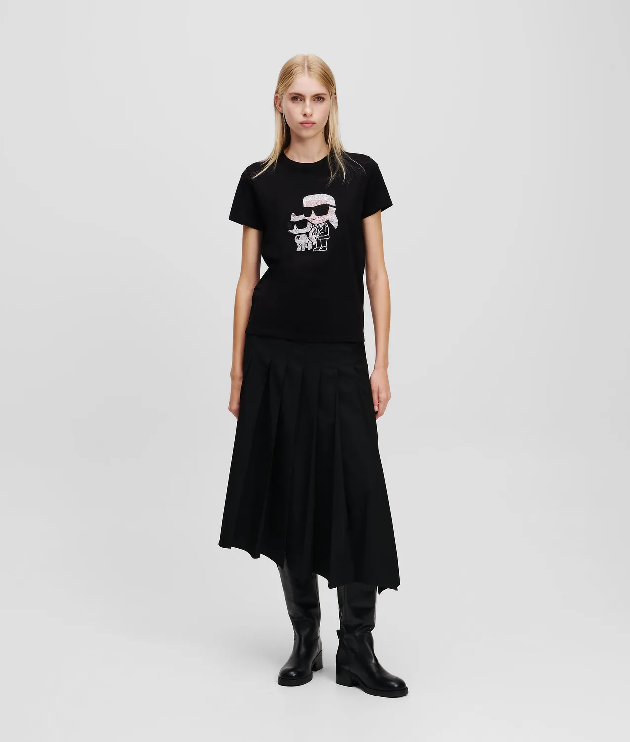 Karl Lagerfeld Ikon Karl Choupette Strass T-Shirt