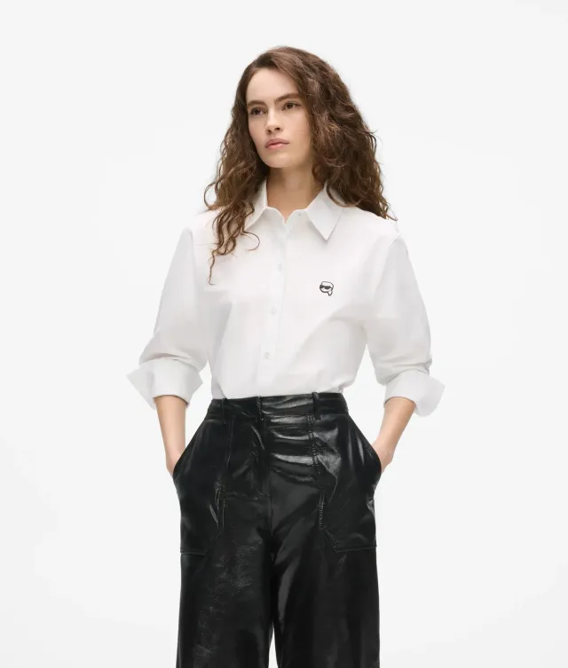 Karl Lagerfeld Ikon Bluse Baumwolle Knopfleiste Stick
