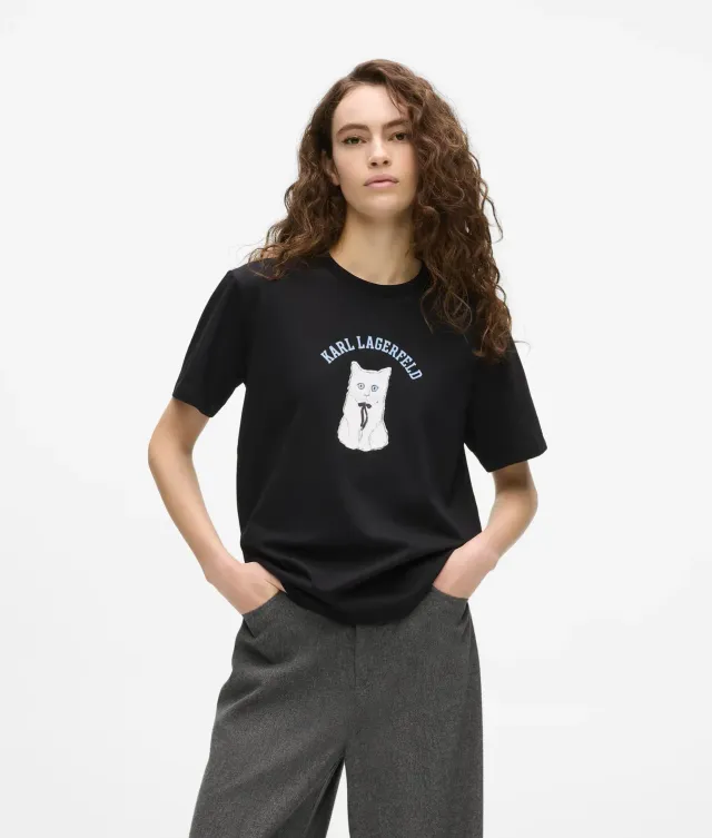 Karl Lagerfeld Ikon Choupette Sketch T-Shirt Bio-Baumwolle