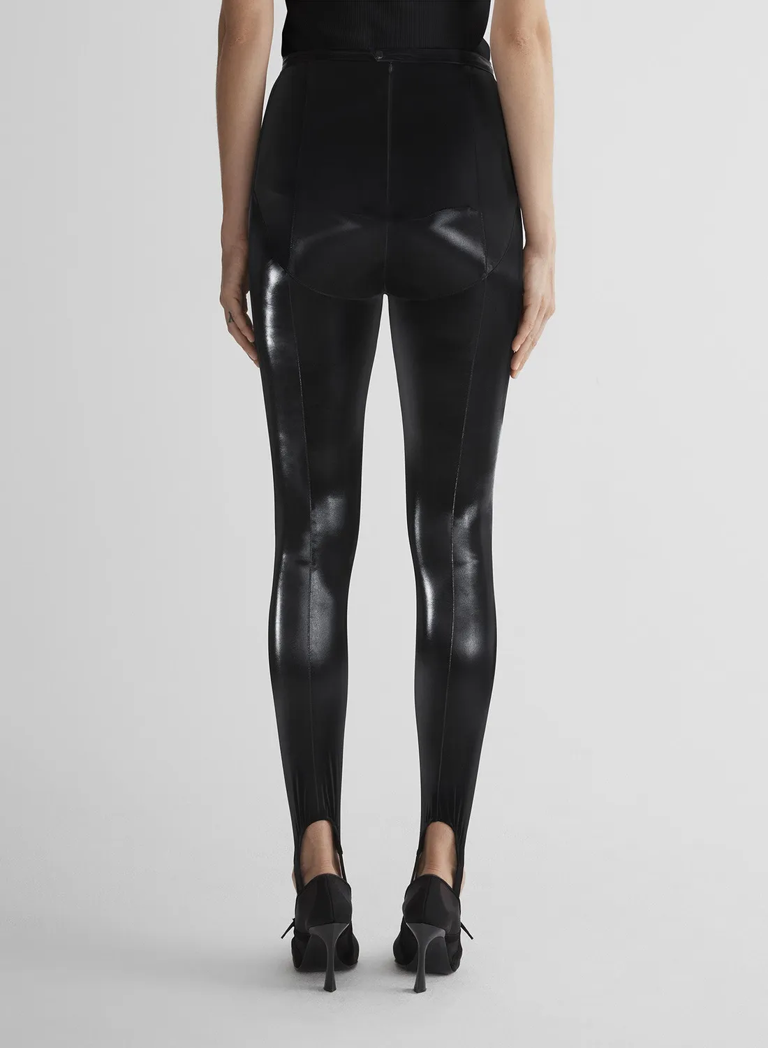 Mugler Les Amazones Legging Schwarz Vinyl High-Waist