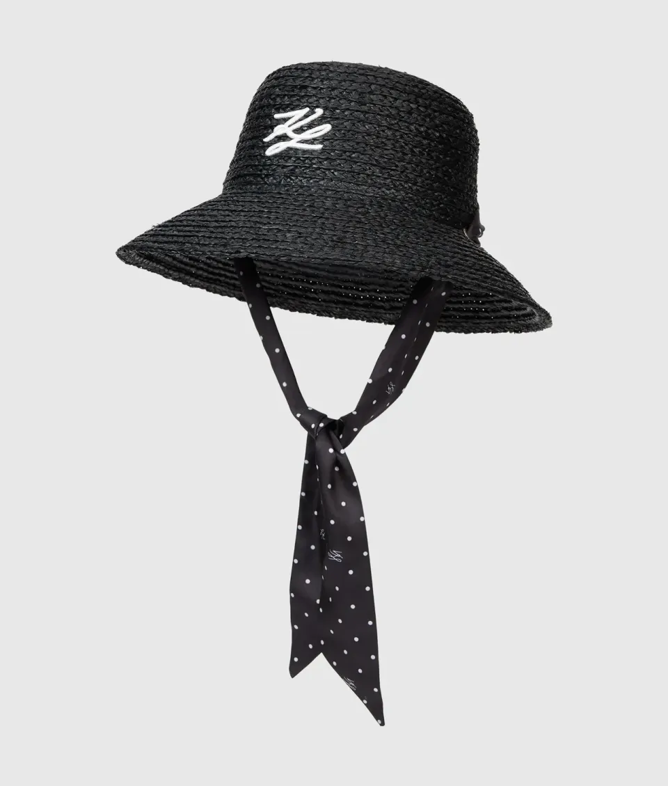 Karl Lagerfeld Autograph Bucket Hat Raffia Einheitsgröße